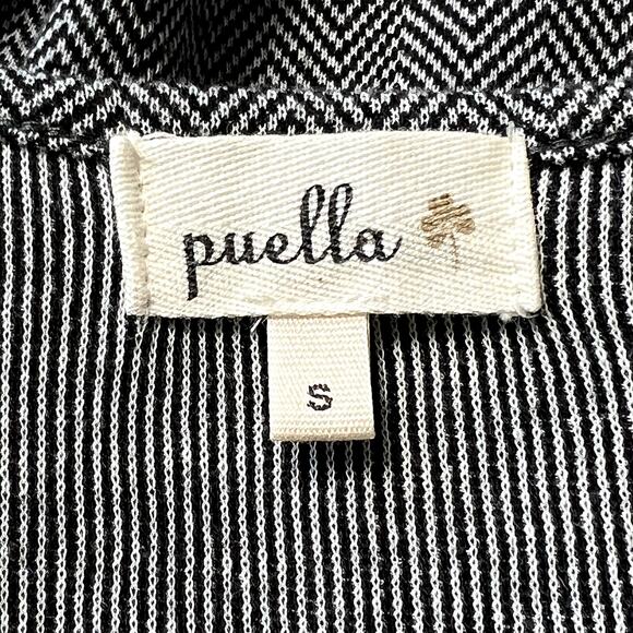 Anthropologie Puella Savant Swing Shift Dress Herringbone Elbow Patch Gray Small - Picture 8 of 10